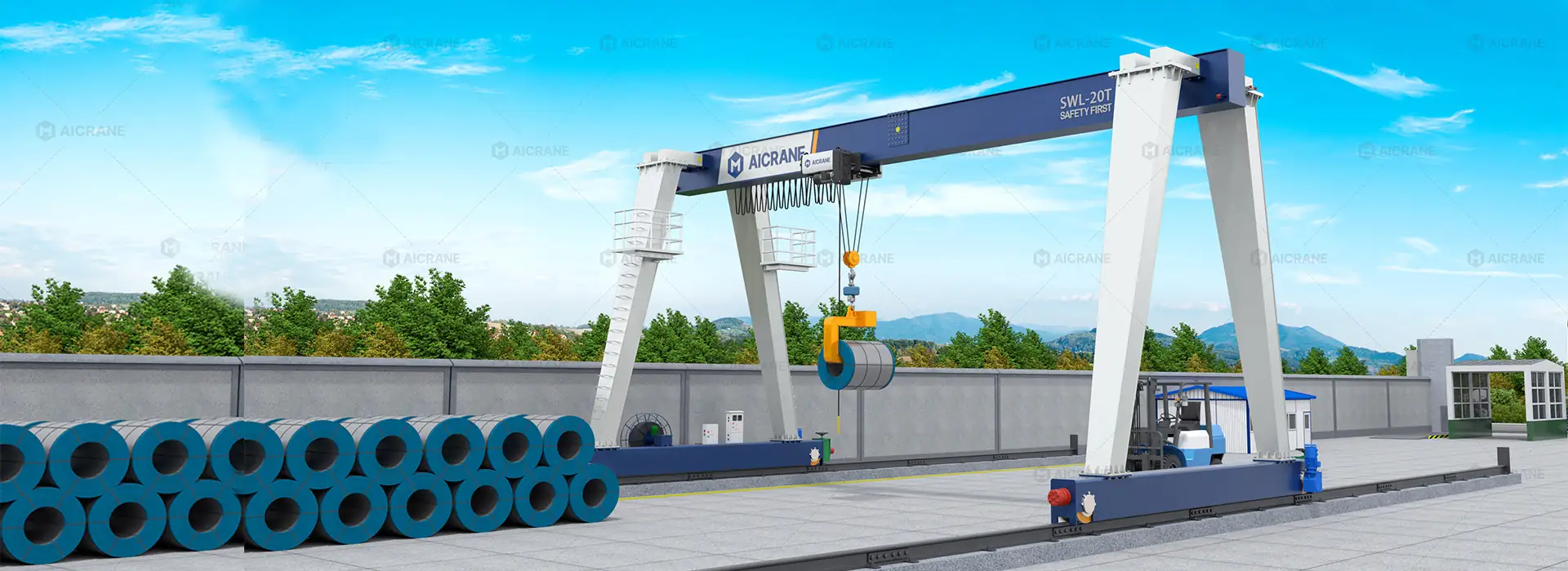 single girder gantry crane 3D drawing